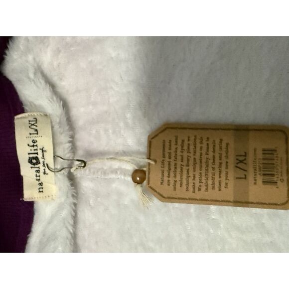 New Natural Life One Piece Pajamas L/XL Floral Boho Plush Fleece Jumpsuit Zip - Picture 14 of 15